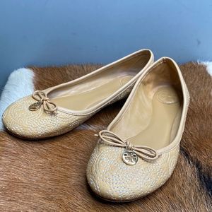 Tory Burch Tan Quilted Loafers